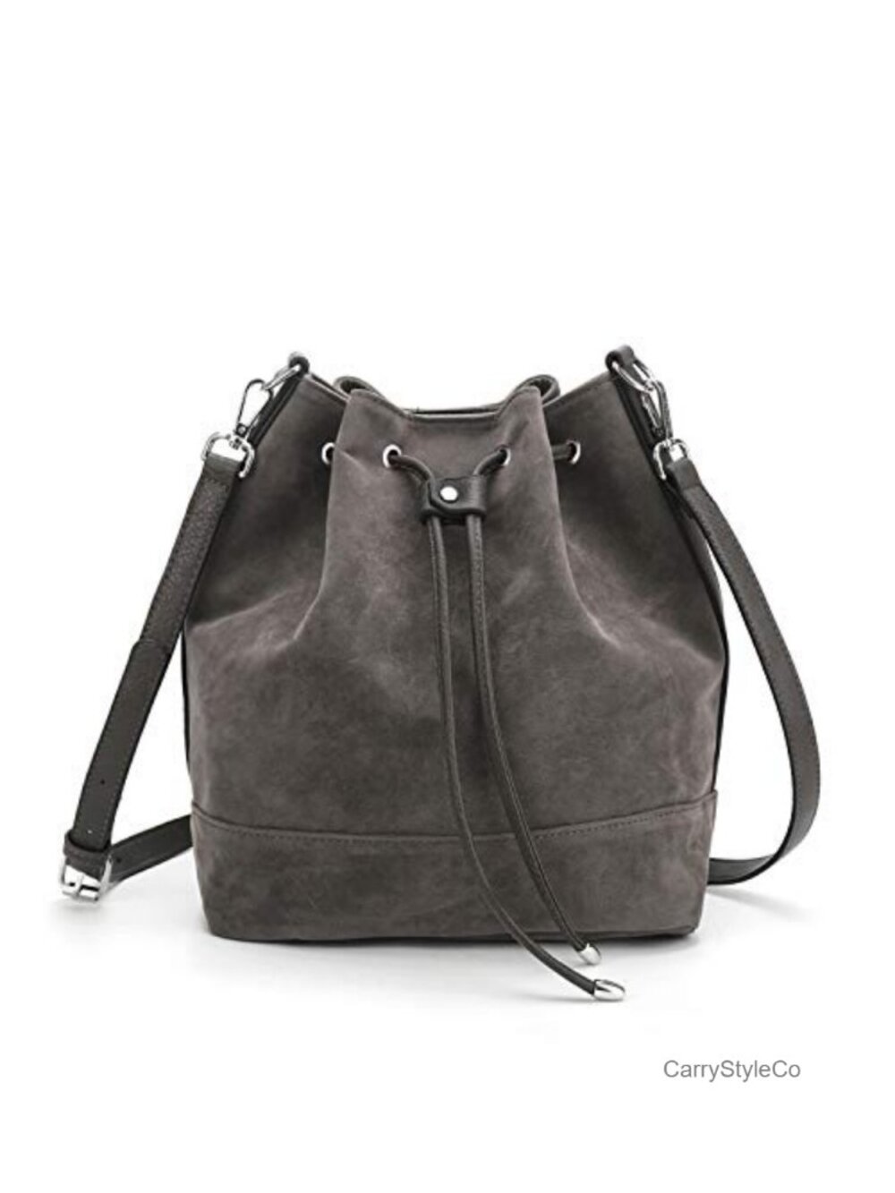 Vegan Suede Bucket Bag Crossbody Shoulder Purse for Women